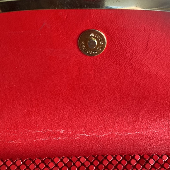 Red Metallic Link Clutch/Purse w Gold Trim - Picture 3 of 5